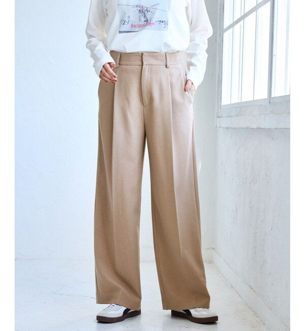 VIS「【美easy】ウーリッシュワンタックワイドパンツ【セットアップ対応/洗える】」|スラックス|