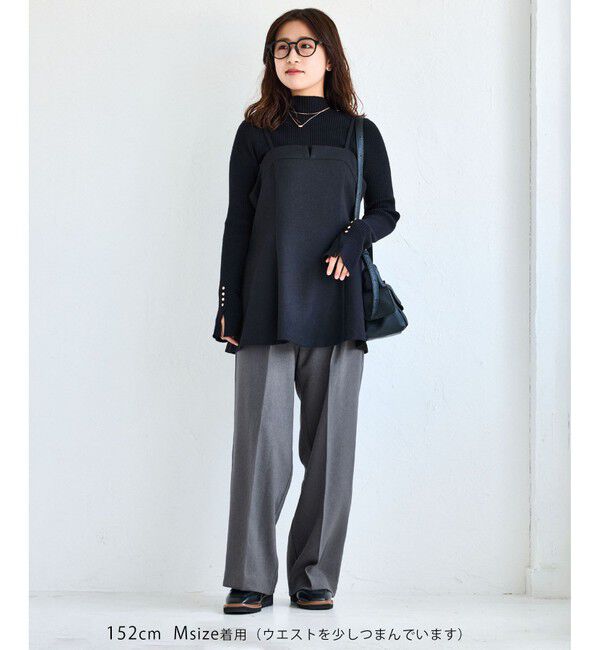 VIS「【美easy】ウーリッシュワンタックワイドパンツ【セットアップ対応/洗える】」|スラックス|