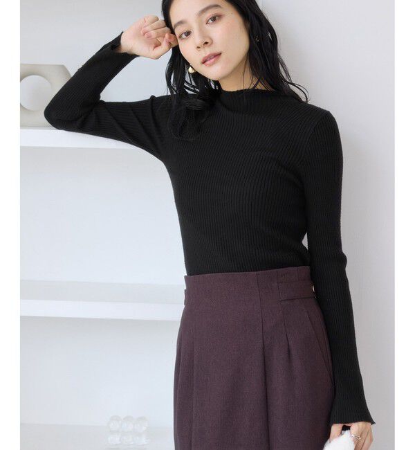 VIS「【美得】スリーブ釦アクセントリブニット/WEB限定FSサイズ・静電気防止」|ニット・セーター|