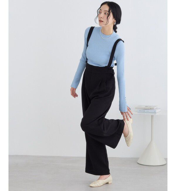 VIS「【美得】スリーブ釦アクセントリブニット/WEB限定FSサイズ・静電気防止」|ニット・セーター|