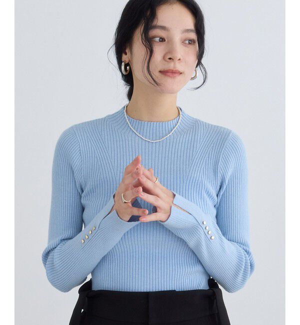 VIS「【美得】スリーブ釦アクセントリブニット/WEB限定FSサイズ・静電気防止」|ニット・セーター|