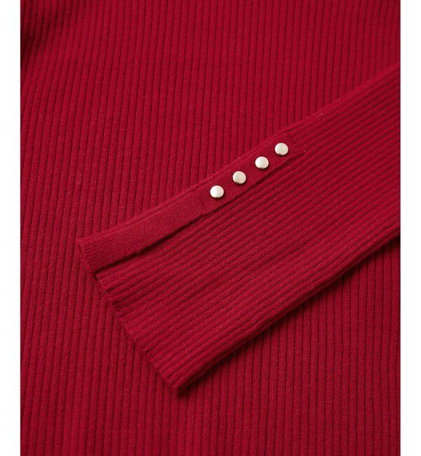 VIS「【美得】スリーブ釦アクセントリブニット/WEB限定FSサイズ・静電気防止」|ニット・セーター|