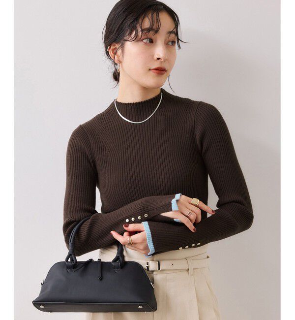 VIS「【美得】スリーブ釦アクセントリブニット/WEB限定FSサイズ・静電気防止」|ニット・セーター|