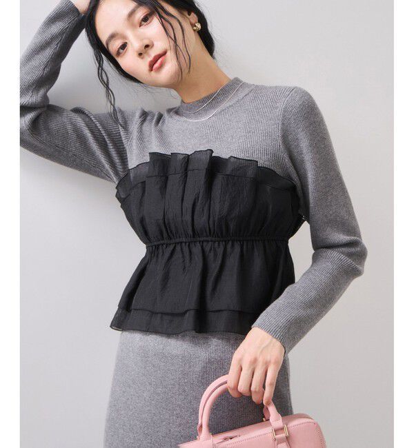 VIS「ビスチェドッキングニットプルオーバー/セットアップ対応」|ニット・セーター|チャコール(06)