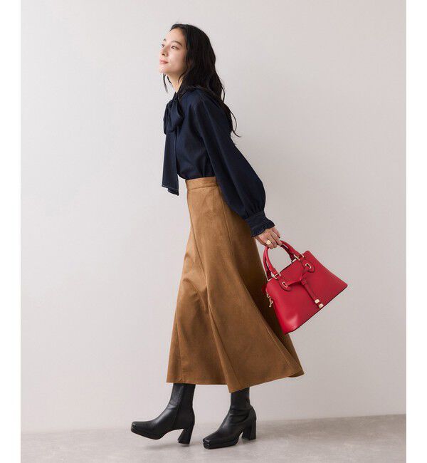 VIS「チェック＆デニムアソートボウタイリボン付きスタンドカラーシャツ」|シャツ・ブラウス|