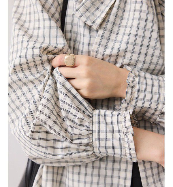 VIS「チェック＆デニムアソートボウタイリボン付きスタンドカラーシャツ」|シャツ・ブラウス|