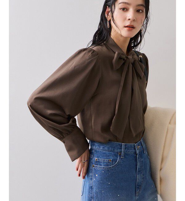 VIS「サテンボウタイブラウス」|シャツ・ブラウス|ブラウン(20)