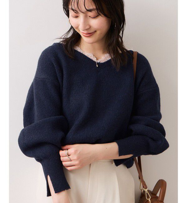 VIS「Vネックレースニットプルオーバー」|ニット・セーター|