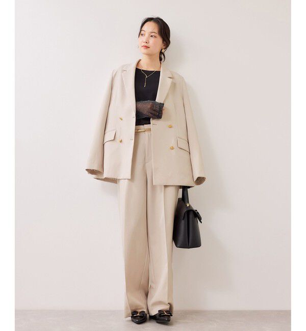 VIS「【美easy】コンフォートストレートワイドパンツ/イージーケア・UVケア・セットアップ対応」|チノ|