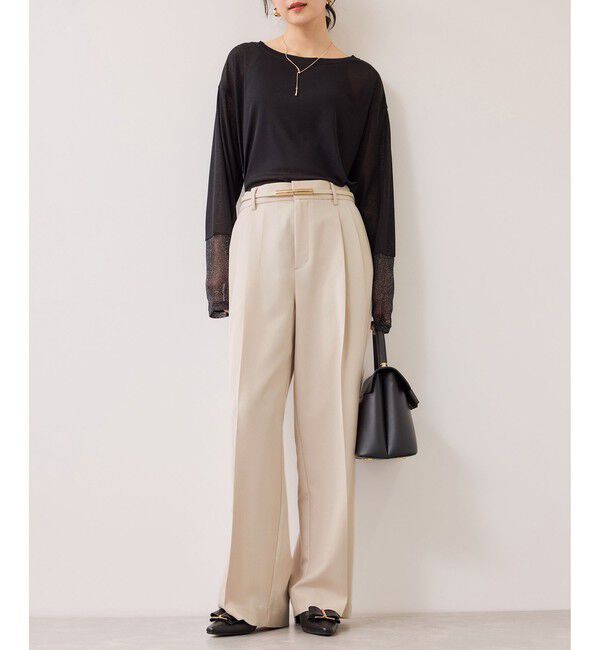 VIS「【美easy】コンフォートストレートワイドパンツ/イージーケア・UVケア・セットアップ対応」|チノ|