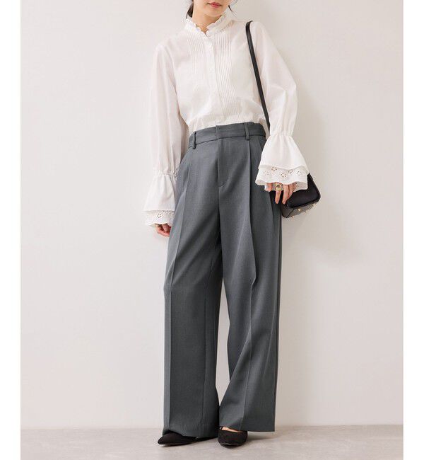 VIS「【美easy】コンフォートストレートワイドパンツ/イージーケア・UVケア・セットアップ対応」|チノ|