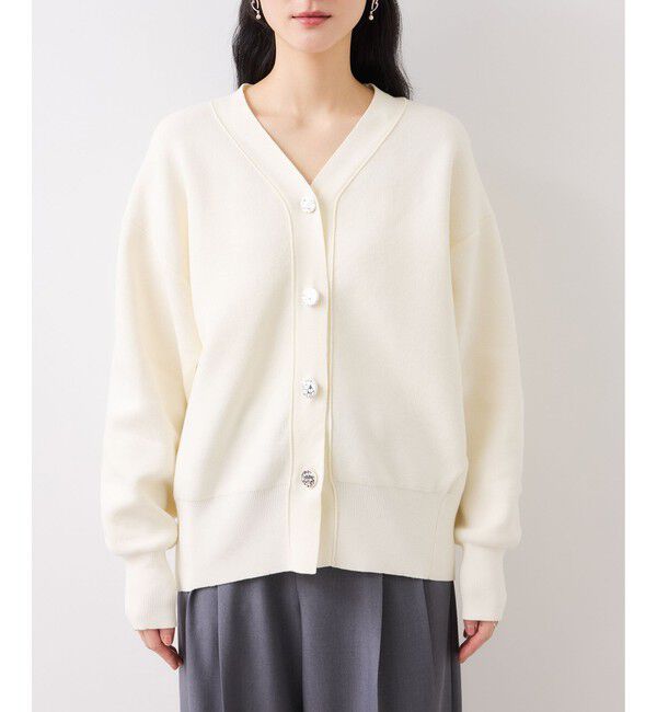 VIS「釦アクセントコクーンカーディガン」|カーディガン|