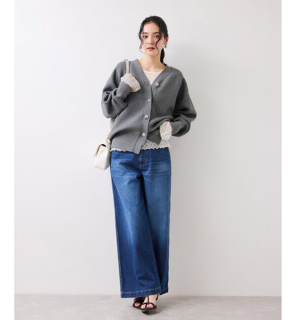 VIS「釦アクセントコクーンカーディガン」|カーディガン|