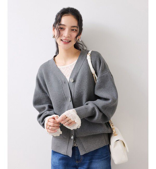 VIS「釦アクセントコクーンカーディガン」|カーディガン|
