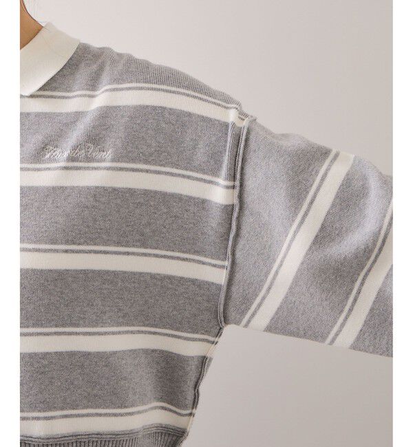 VIS「ワンポイント刺繍ポロニットプルオーバー」|ニット・セーター|