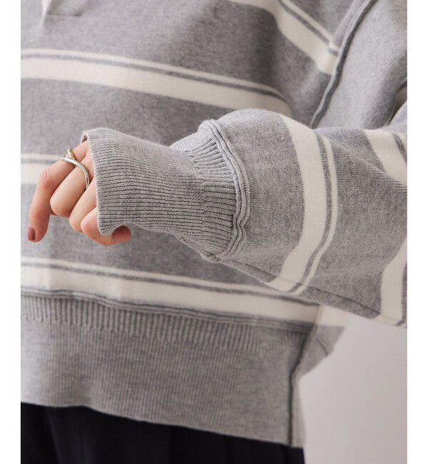 VIS「ワンポイント刺繍ポロニットプルオーバー」|ニット・セーター|