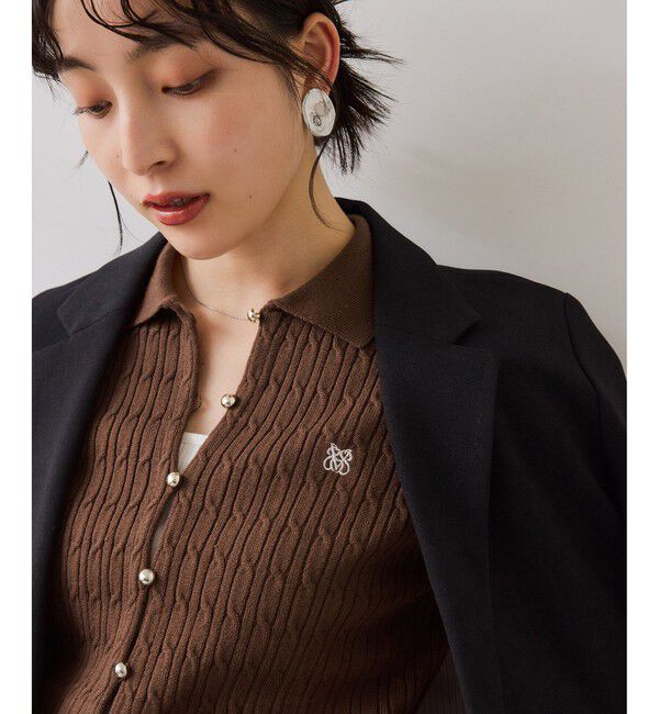 VIS「ポロ衿ケーブルカーディガン」|カーディガン|