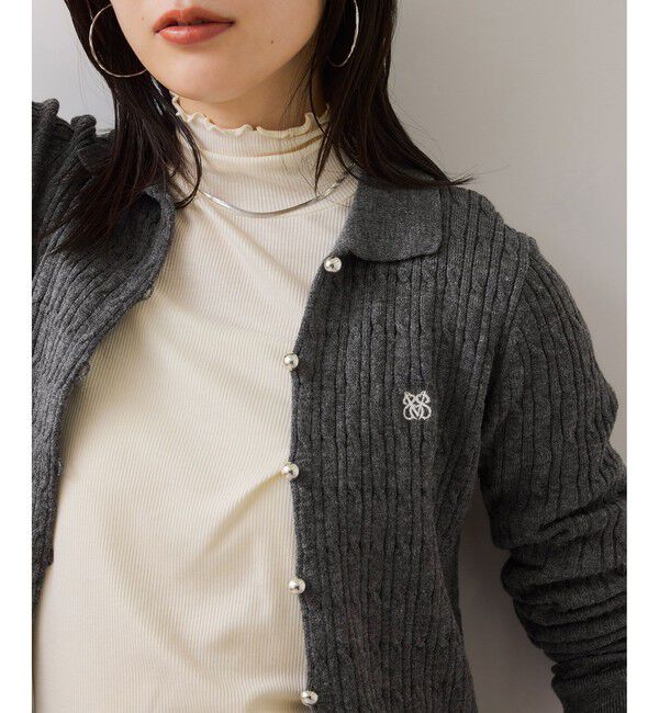 VIS「ポロ衿ケーブルカーディガン」|カーディガン|