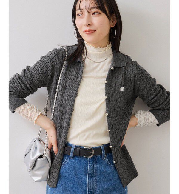 VIS「ポロ衿ケーブルカーディガン」|カーディガン|