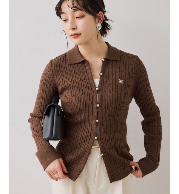 VIS「ポロ衿ケーブルカーディガン」|カーディガン|
