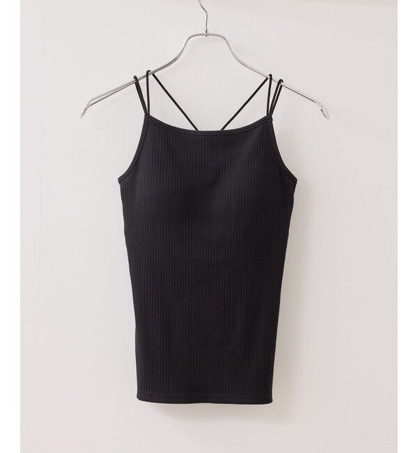 VIS「カップ付きアメスリキャミソール/着丈が選べる」|キャミソール|ブラック(01)