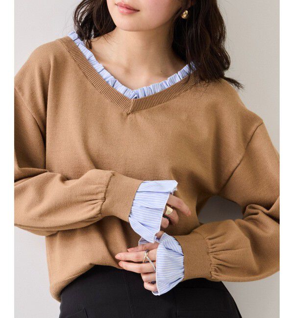 VIS「フリルドッキングニットプルオーバー」|ニット・セーター|