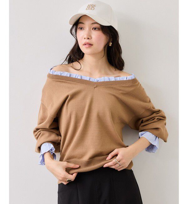 VIS「フリルドッキングニットプルオーバー」|ニット・セーター|