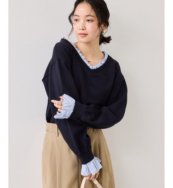 VIS「フリルドッキングニットプルオーバー」|ニット・セーター|