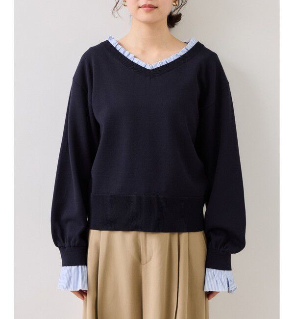 VIS「フリルドッキングニットプルオーバー」|ニット・セーター|