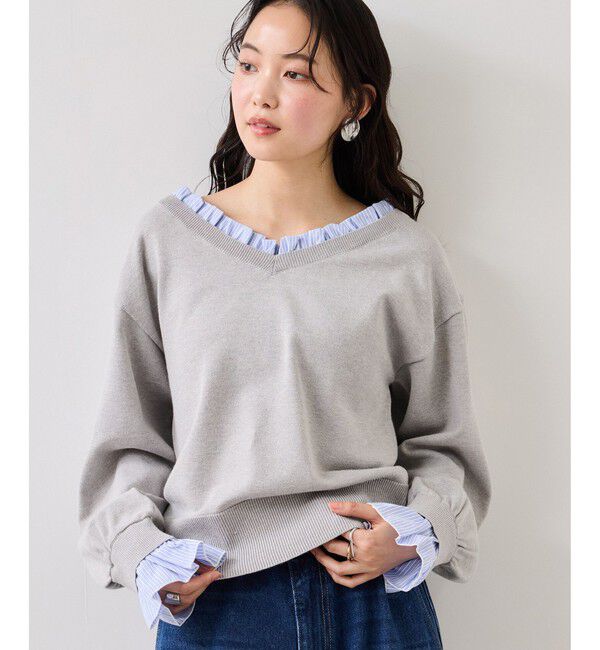 VIS「フリルドッキングニットプルオーバー」|ニット・セーター|