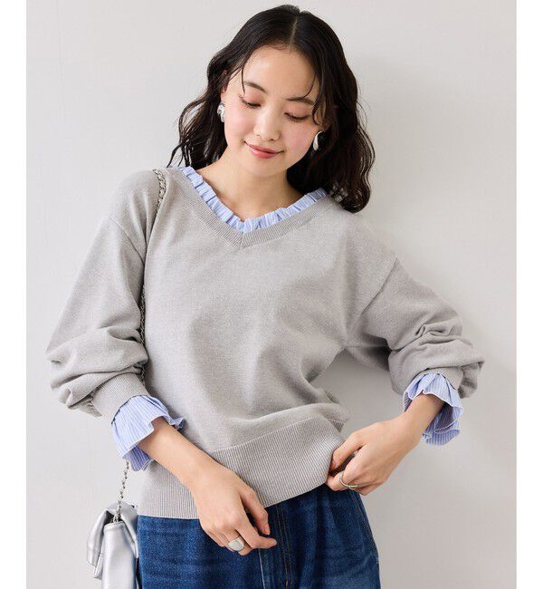 VIS「フリルドッキングニットプルオーバー」|ニット・セーター|