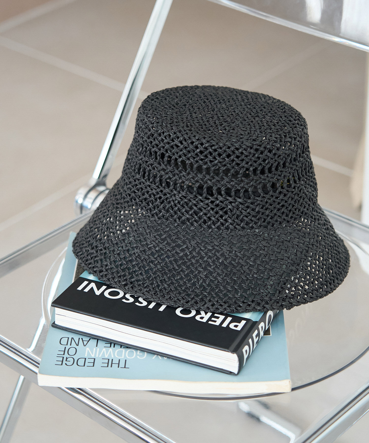 ROPE PICNIC PASSAGE「透かし編みハット」|ハット|ブラック(01)