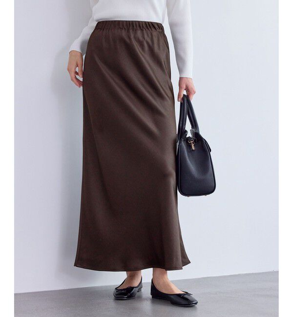 Rope&rsquo;Picnic「細見えバイアスサテンスカート/イージーケア」|スカート|