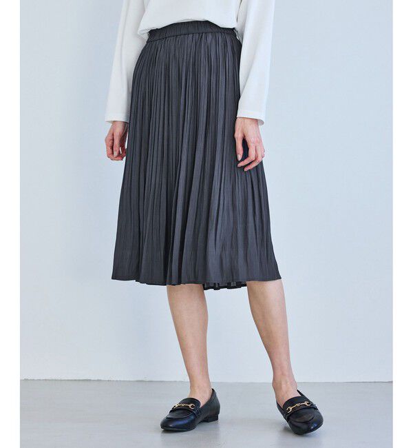 Rope&rsquo;Picnic「着丈が選べるエアリープリーツスカート」|スカート|ネイビー(40)