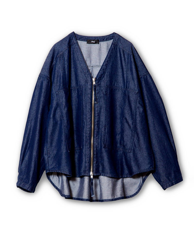  「ポケットジップデニムジャケット」|ノーカラーコート|
