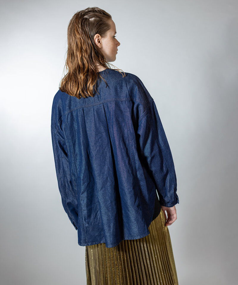  「ポケットジップデニムジャケット」|ノーカラーコート|