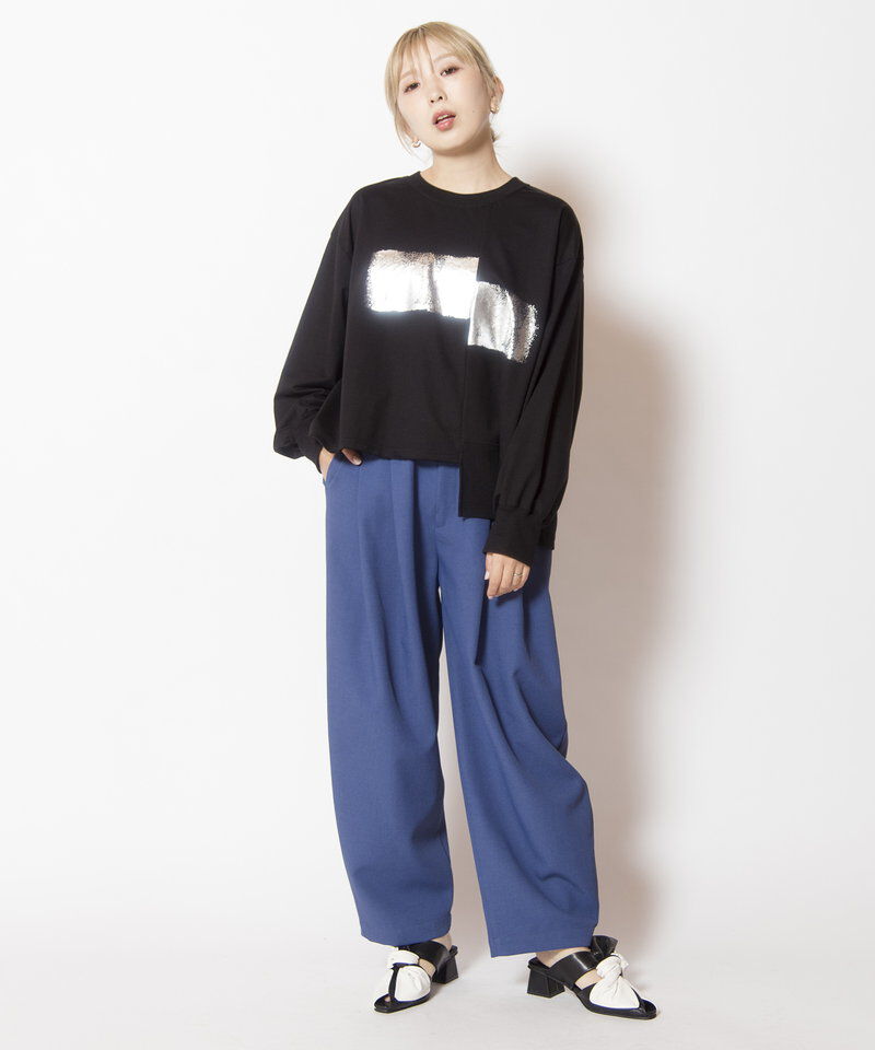  「箔プリント切替プルオーバー」|Tシャツ・カットソー|