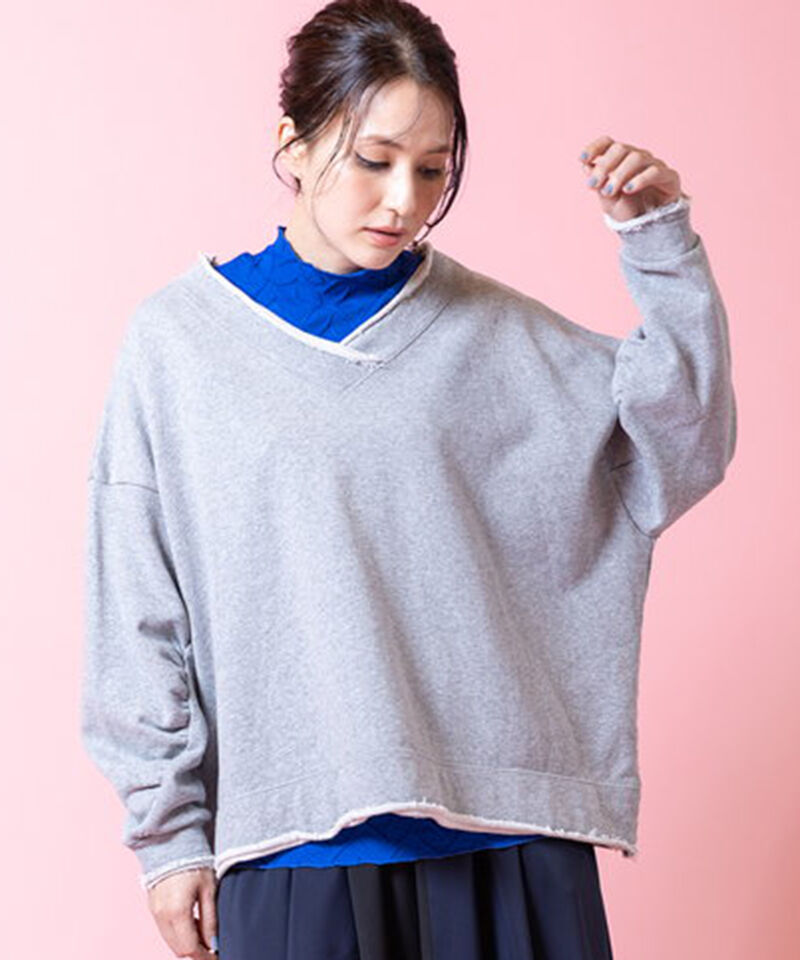  「裏毛Vネックプルオーバー」|Tシャツ・カットソー|GRAY