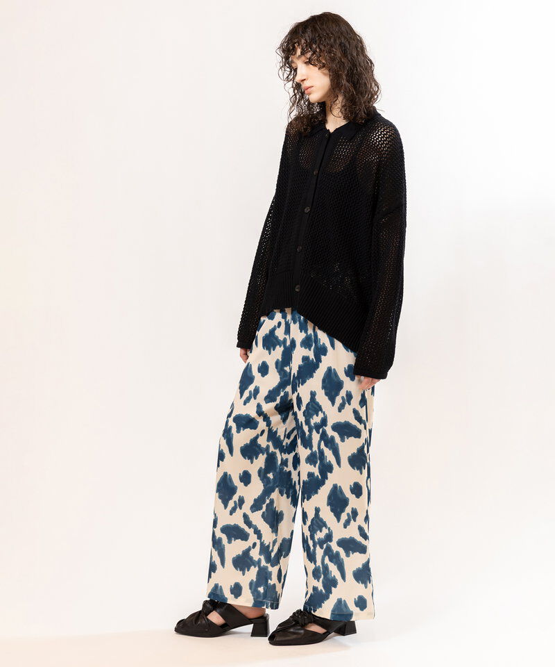  「ポロカラーメッシュニットカーディガン」|ニット・セーター|