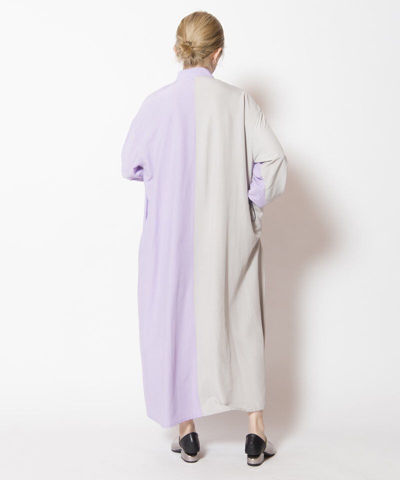  「バイカラーギャザースリーブワンピース」|ワンピース|