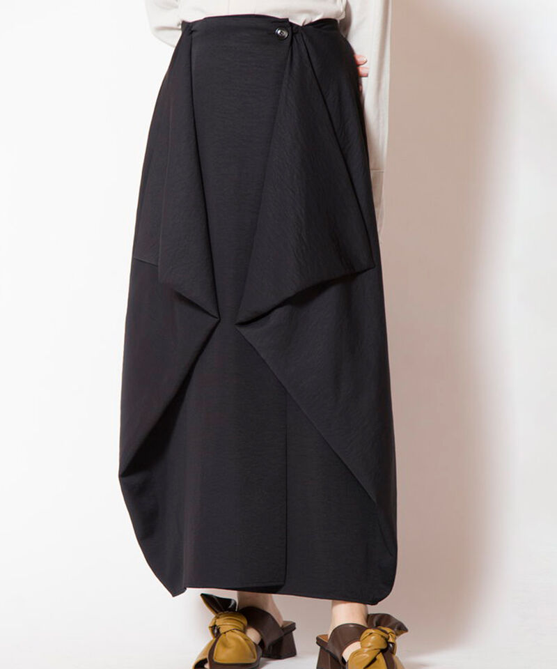  「サイドドレープスカート」|スカート|BLACK