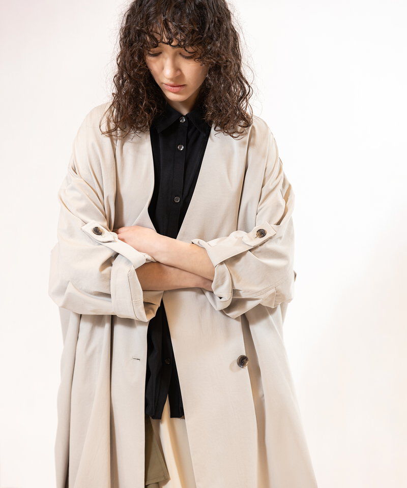  「ダブルブレストビッグコート」|ノーカラーコート|