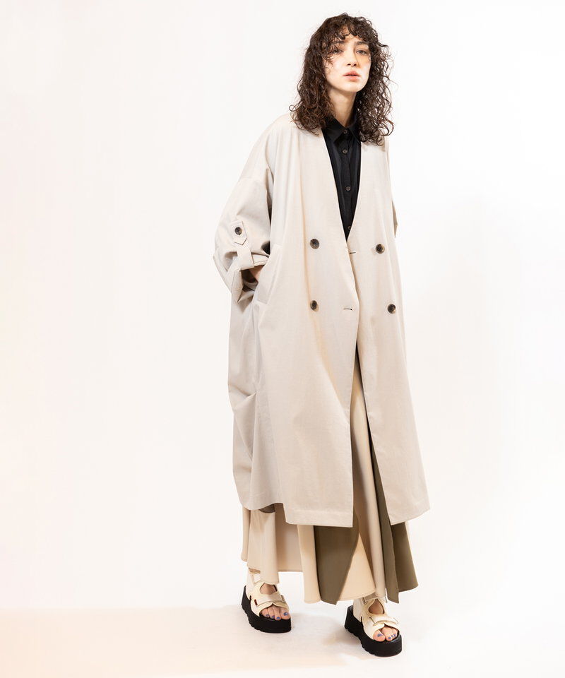  「ダブルブレストビッグコート」|ノーカラーコート|
