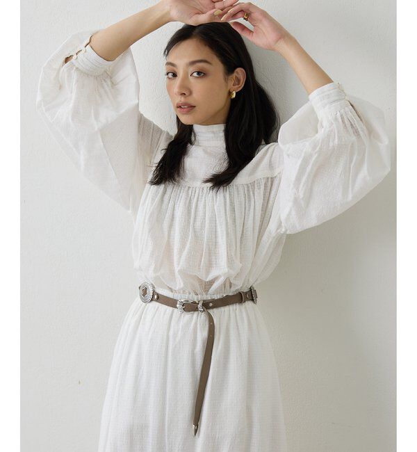  「コットンギャザー切替ブラウス」|シャツ・ブラウス|