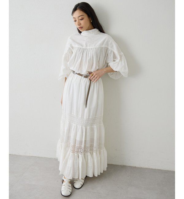  「コットンギャザー切替ブラウス」|シャツ・ブラウス|