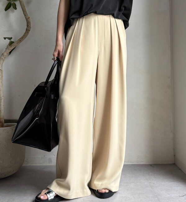  「【累計販売数3万枚突破/23色4サイズ展開！】タックワイドパンツ」|チノ|