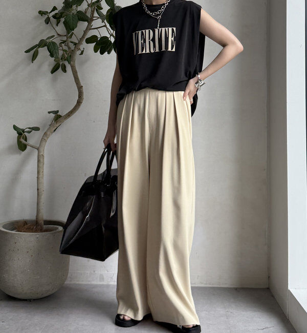  「【累計販売数3万枚突破/23色4サイズ展開！】タックワイドパンツ」|チノ|