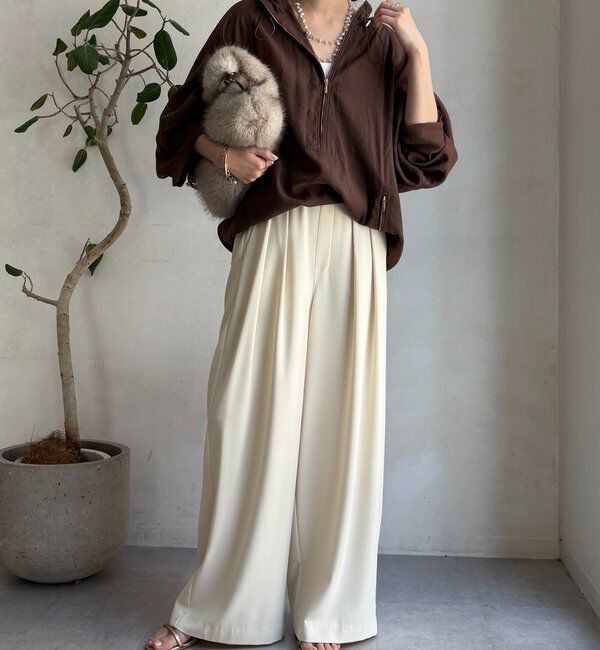  「【累計販売数3万枚突破/23色4サイズ展開！】タックワイドパンツ」|チノ|