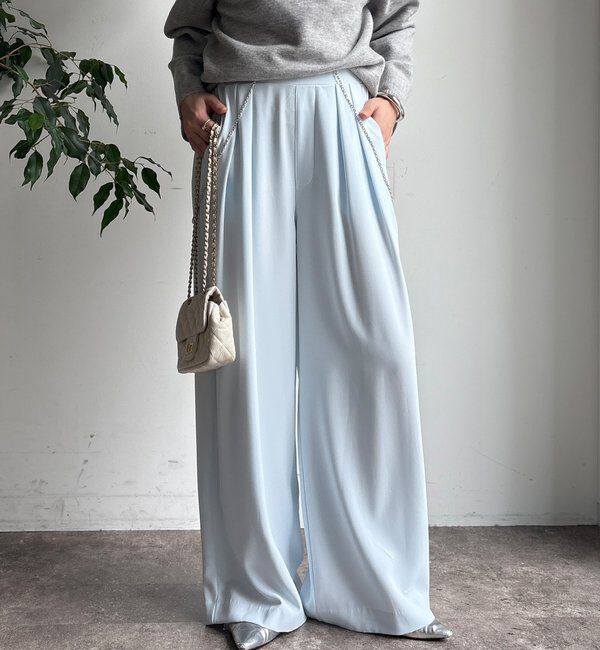  「【累計販売数3万枚突破/23色4サイズ展開！】タックワイドパンツ」|チノ|スカイブルー