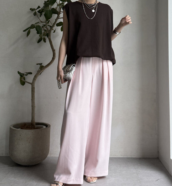  「【累計販売数3万枚突破/23色4サイズ展開！】タックワイドパンツ」|チノ|